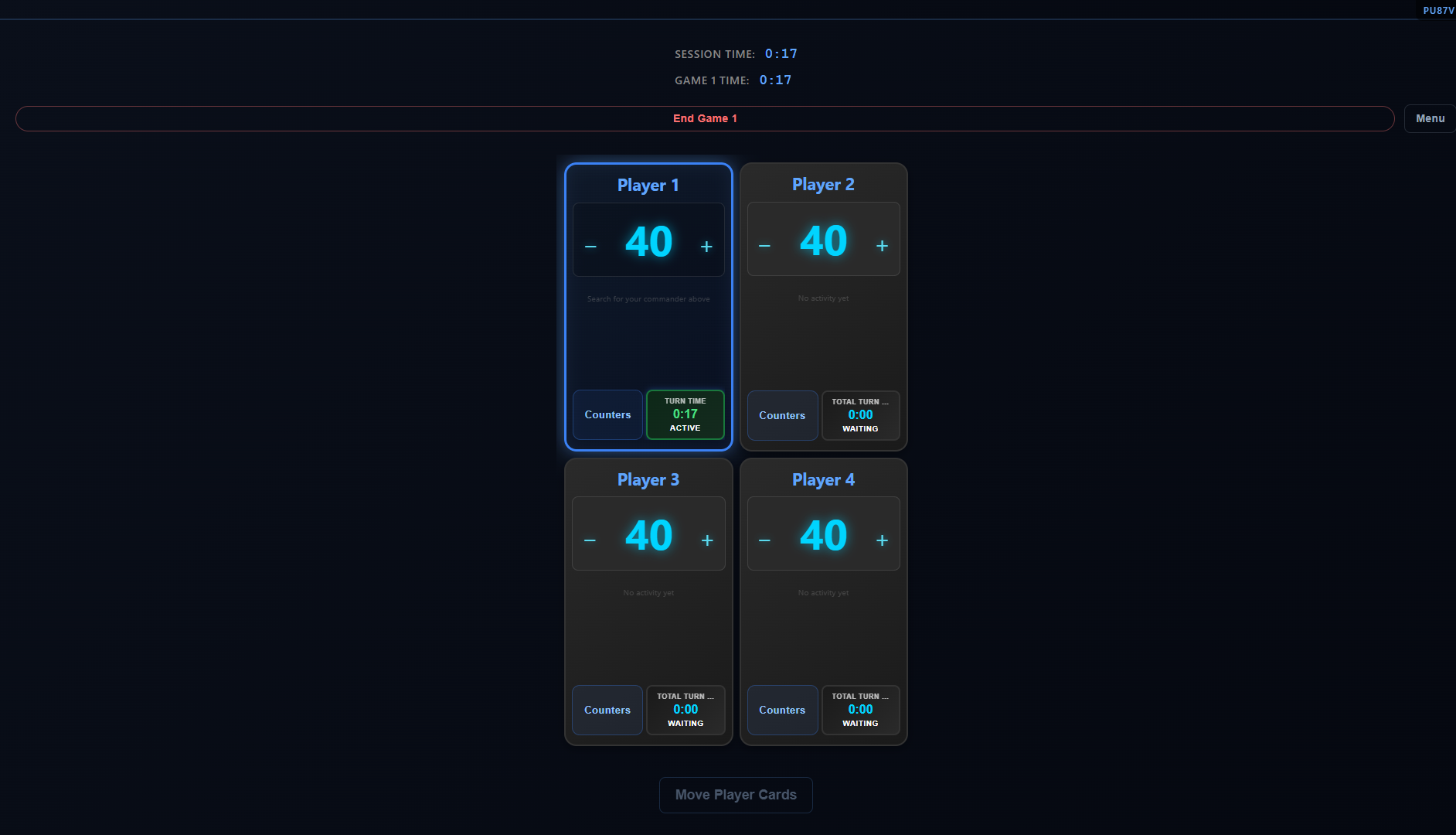 In-game player grid